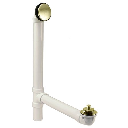 WESTBRASS Illusionary Overflow 12" & 4" Sch. 40 PVC Bath Waste & Overflow W/ Lift & Turn Bath Drain in Polishe 494244H-01